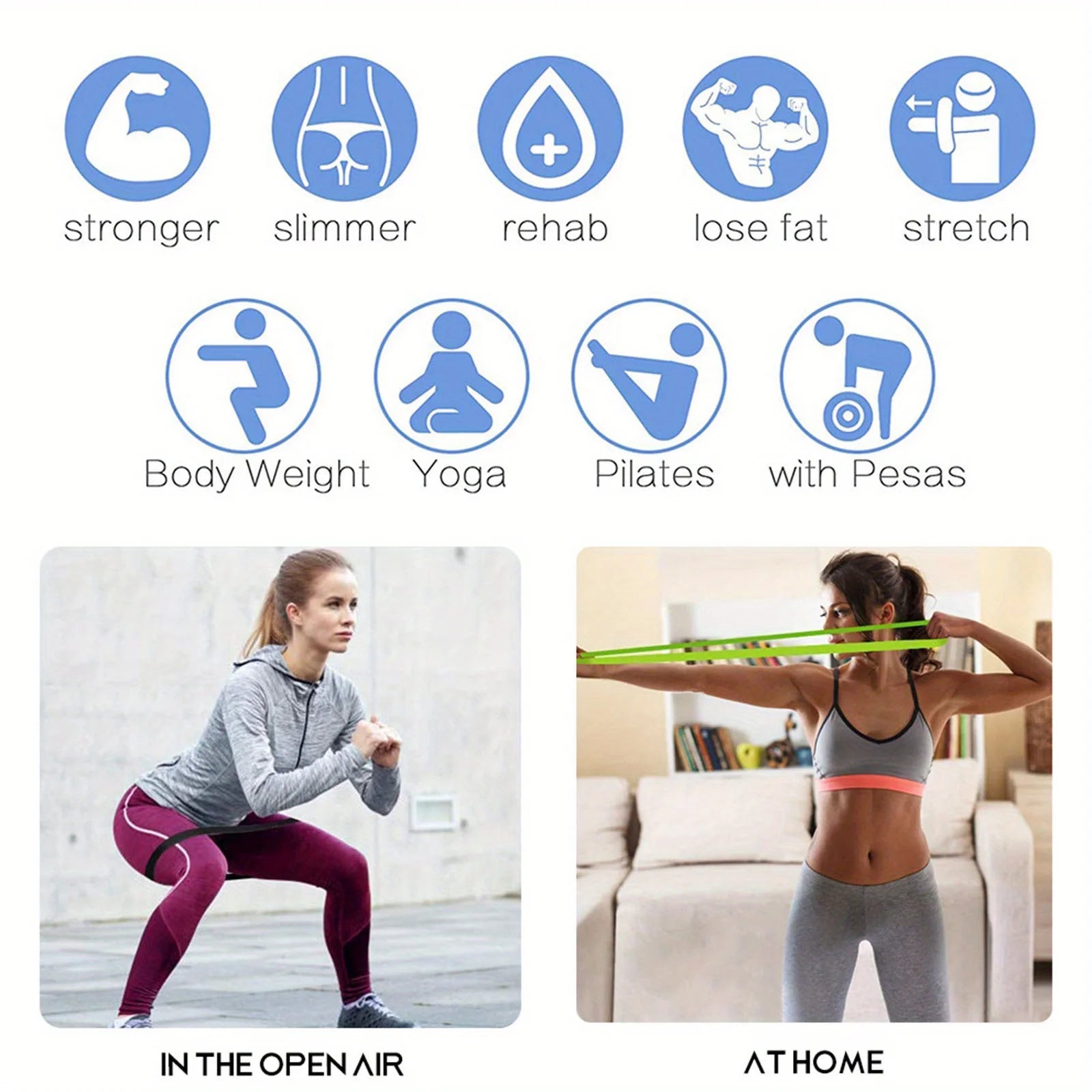 Resistance Bands 5 Levels Set for Home Workout & Fitness
